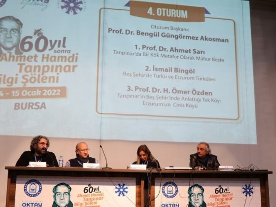Prof. Dr. Ahmet Sarı, Bursa, Yıldırım Belediyesi’nin 14-15 Ocak 2022 tarihlerinde düzenlediği “60 Yıl Sonra Ahmet Hamdi Tanpınar Bilgi Şöleni’nde  “Tanpınar’da Bir Kök-İzlek Olarak Mahur Beste” adlı bildirisini sundu.