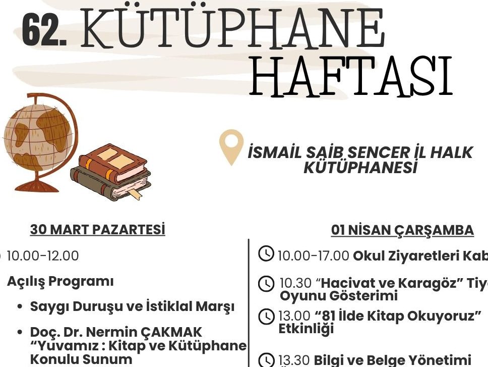 62. Kütüphane Haftası Etkinlik Programı