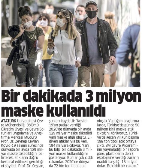 2020 Yılında Dünya Genelinde 1 Dakikada 3 Milyon Maske Kullanıldı.