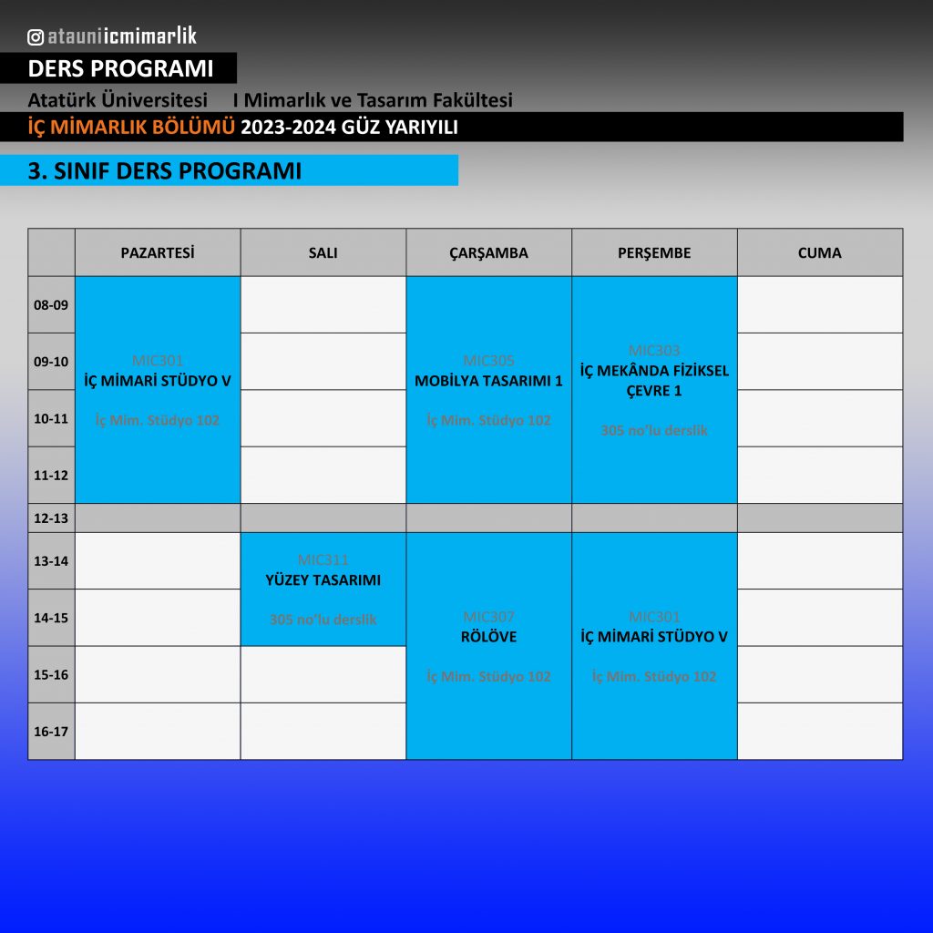 3 sınıf 23-24 güz ders programı