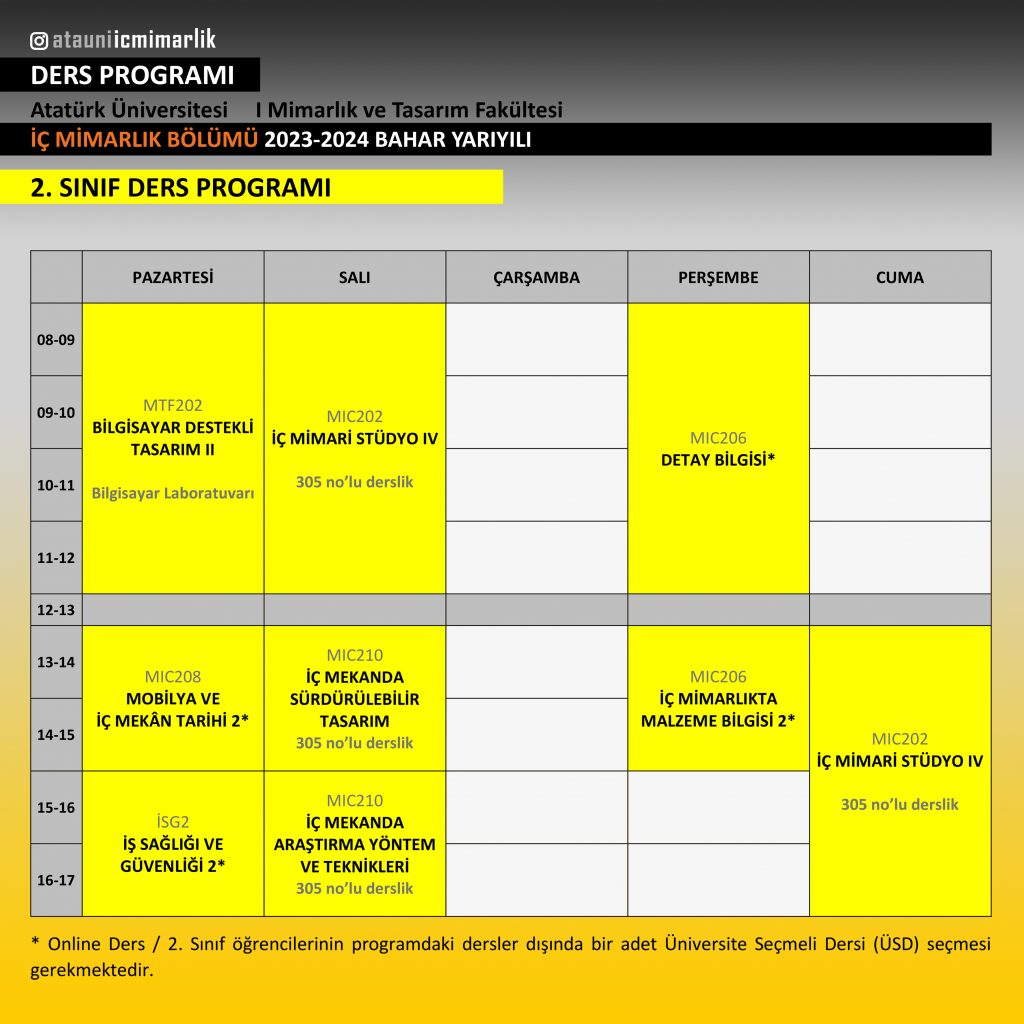2 sınıf 23-24 bahar ders programı