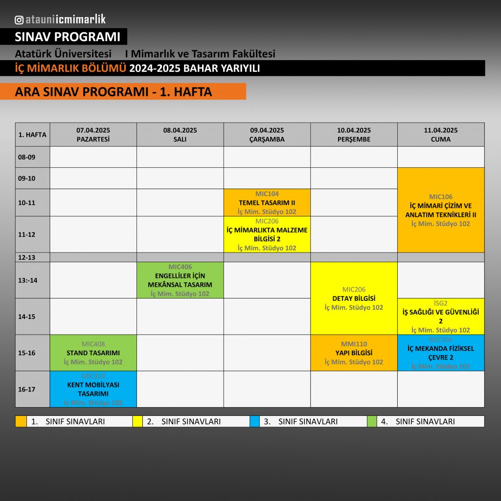 24-25 BAHAR vize programı 1. HAFTA