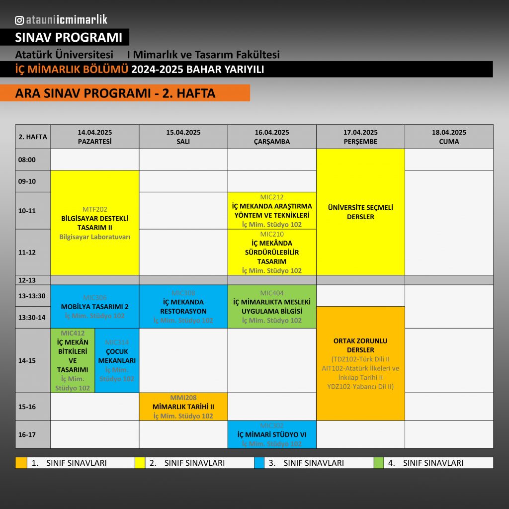 24-25 BAHAR vize programı 2. HAFTA