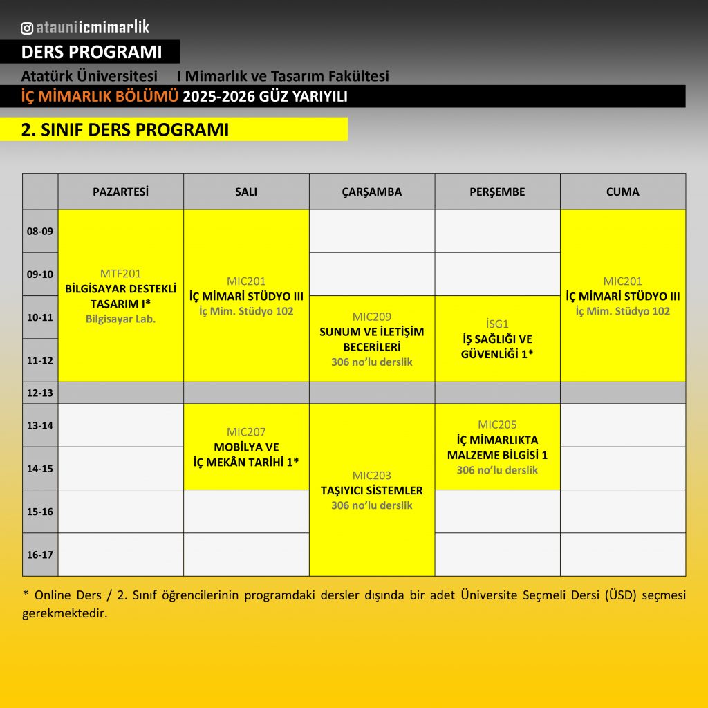 2 sınıf 24-25 güz ders programı