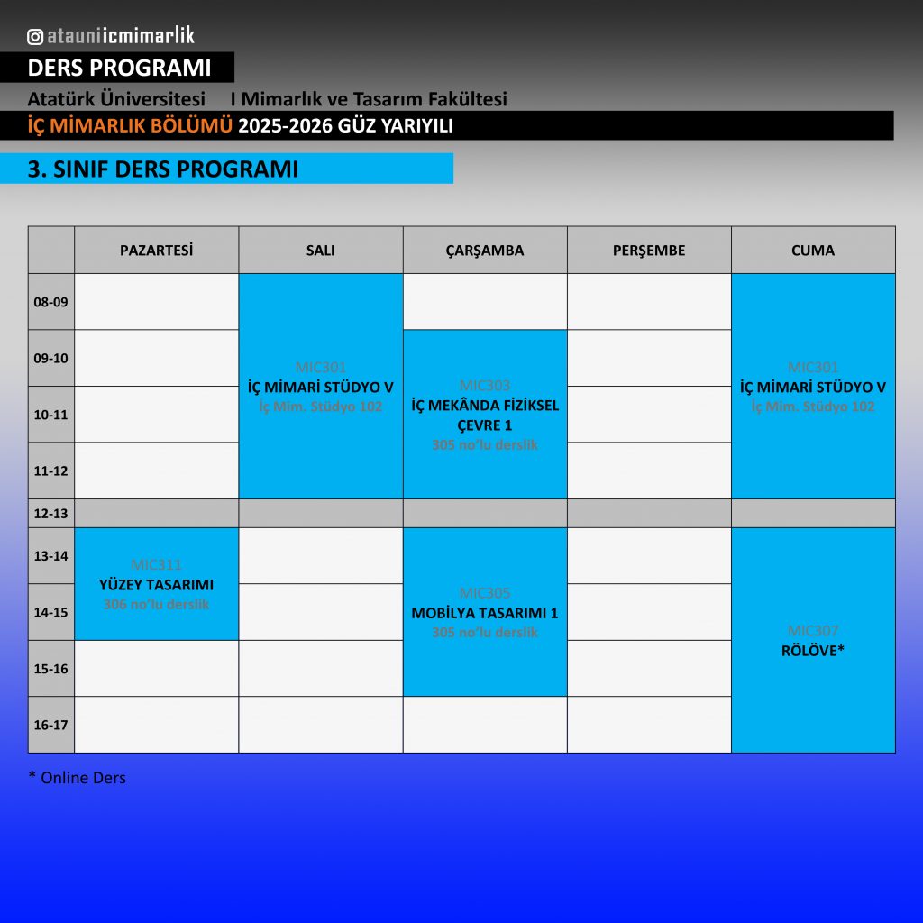 3 sınıf 24-25 güz ders programı