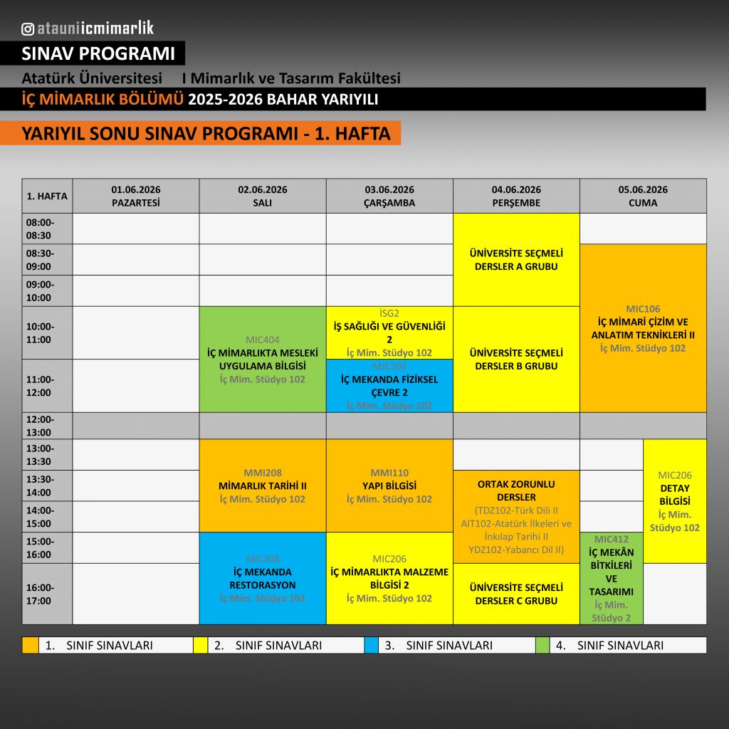 25-26 bahar final programı hafta 1