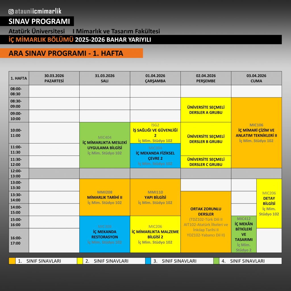 25-26 bahar vize programı HAFTA 1