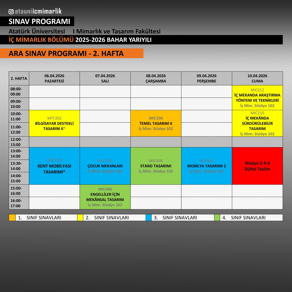 25-26 bahar vize programı HAFTA 2