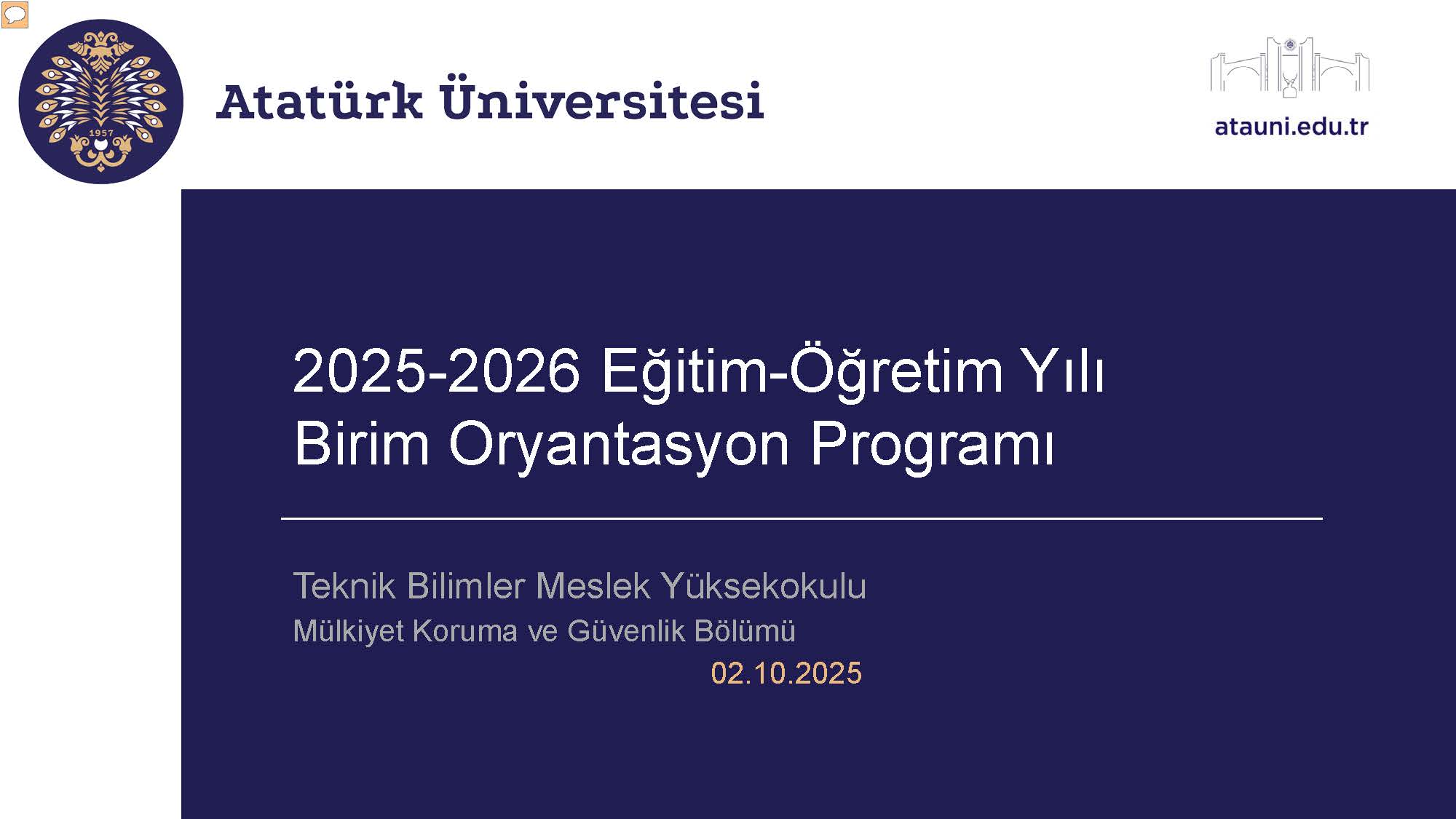 2025-2026 Eğitim-Öğretim Yılı Birim Oryantasyon Toplantısı
