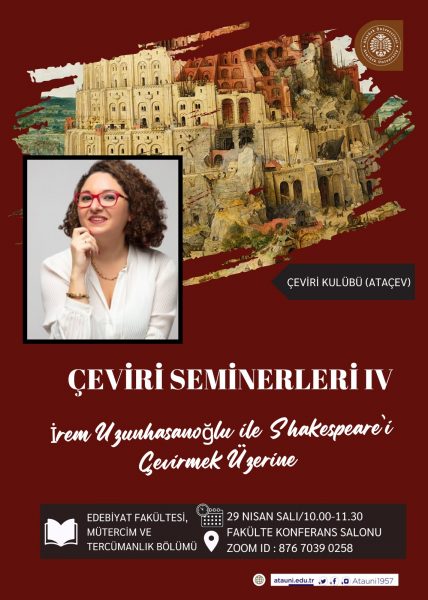 Çeviri Seminerleri IV – İrem Uzunhasanoğlu ile Shakespeare’i Çevirmek Üzerine
