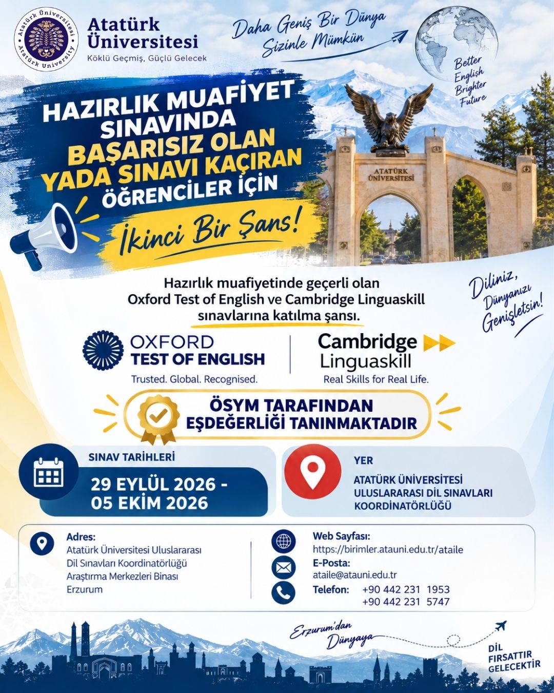 Hazırlık Muafiyet Sınavına İkinci Şans