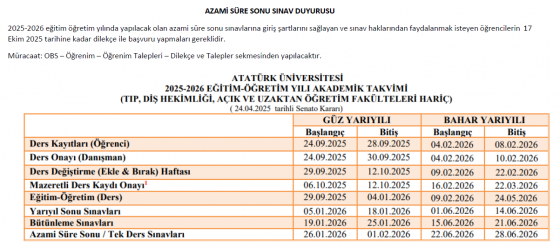 Azami Süre Sonu Sınav Duyurusu!