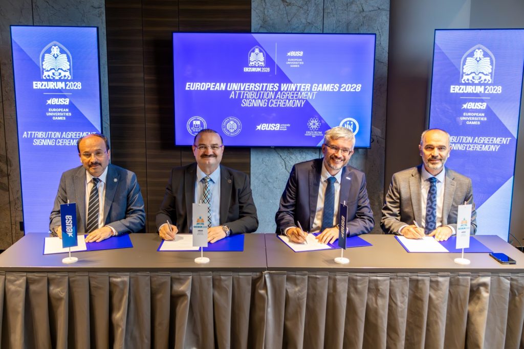 EUSA 2028 İçin Resmi İmzalar Atıldı… Erzurum, 2028 Avrupa Üniversiteler Kış Oyunlarına Resmen Ev Sahipliği Yapacak