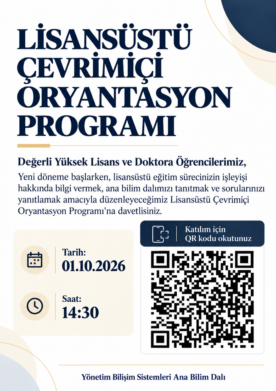 YBS Lisansüstü Çevrimiçi Oryantasyon Programı